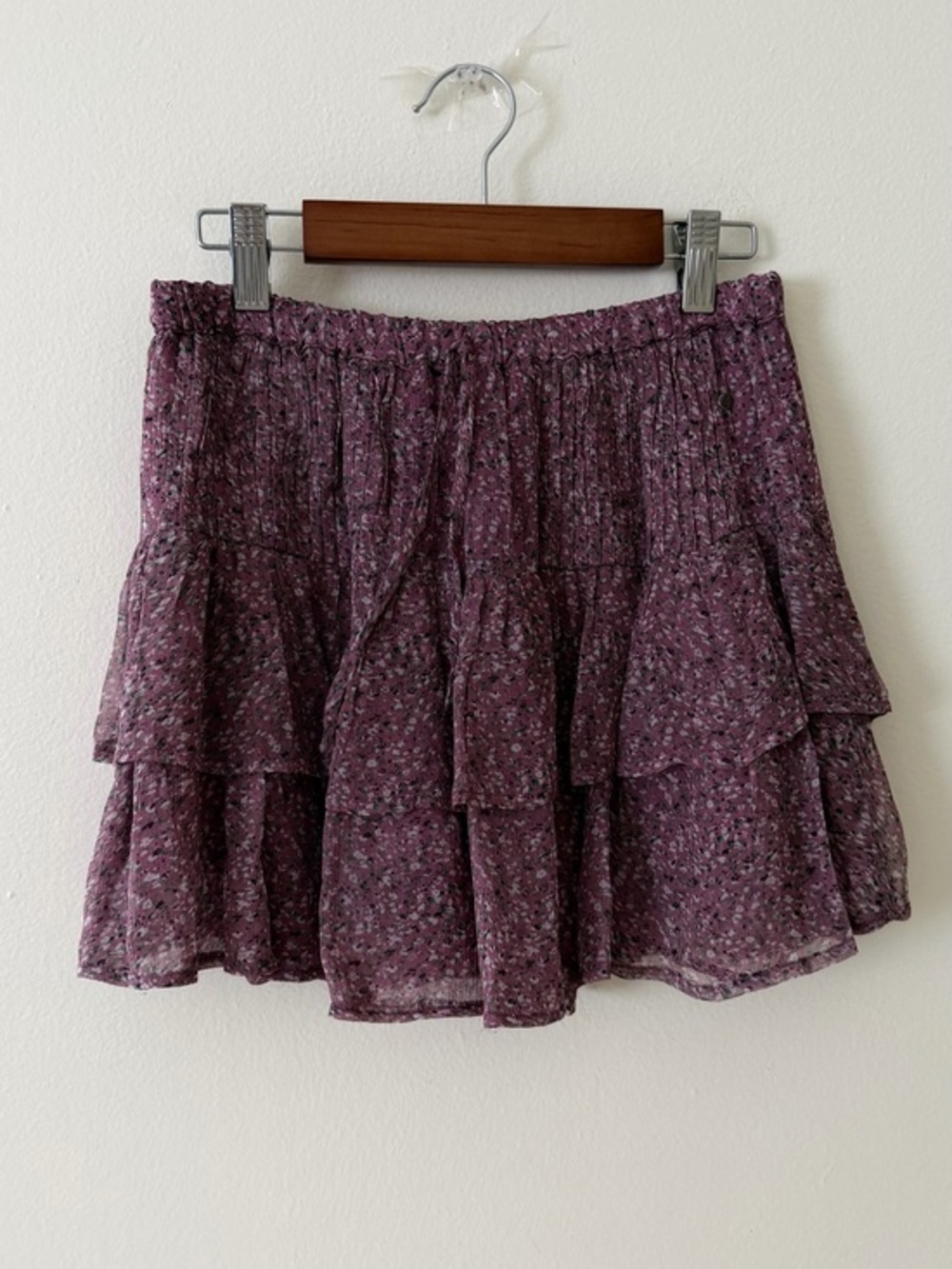Tiered Mini Skirt in Dusty Plum Floral